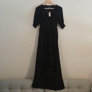 NWT Express Smocked Waist Midi Dress, Black XXS